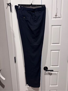 Haggar Men's Navy Dress Pants - Slim Professional Trousers 36 x 34 Big and Tall